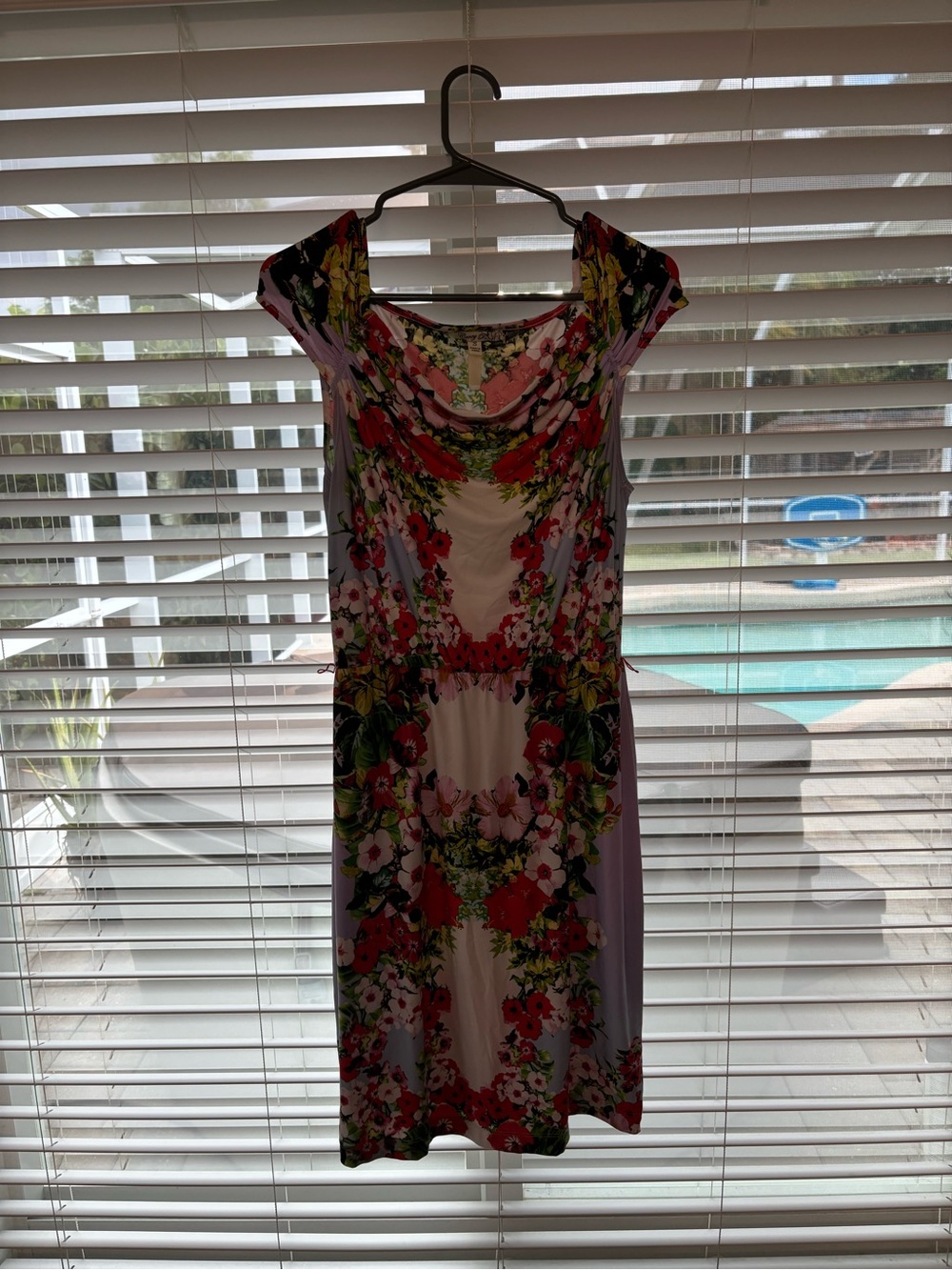 Floral Cowl Neck Midi Dress in Multi-Color